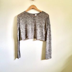H&M Cropped Grey Heathered Sweater XS
